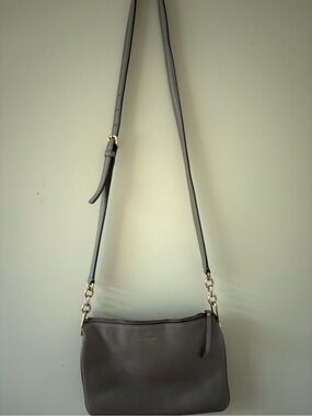 kate spade Gray Pebbled Leather Crossbody with Gold Hardware.